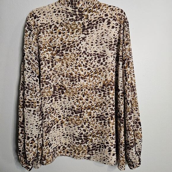 Calvin Klein Chiffon Long Sleeve Button Front Blouse Animal Print Lined Size 3X - Picture 2 of 15